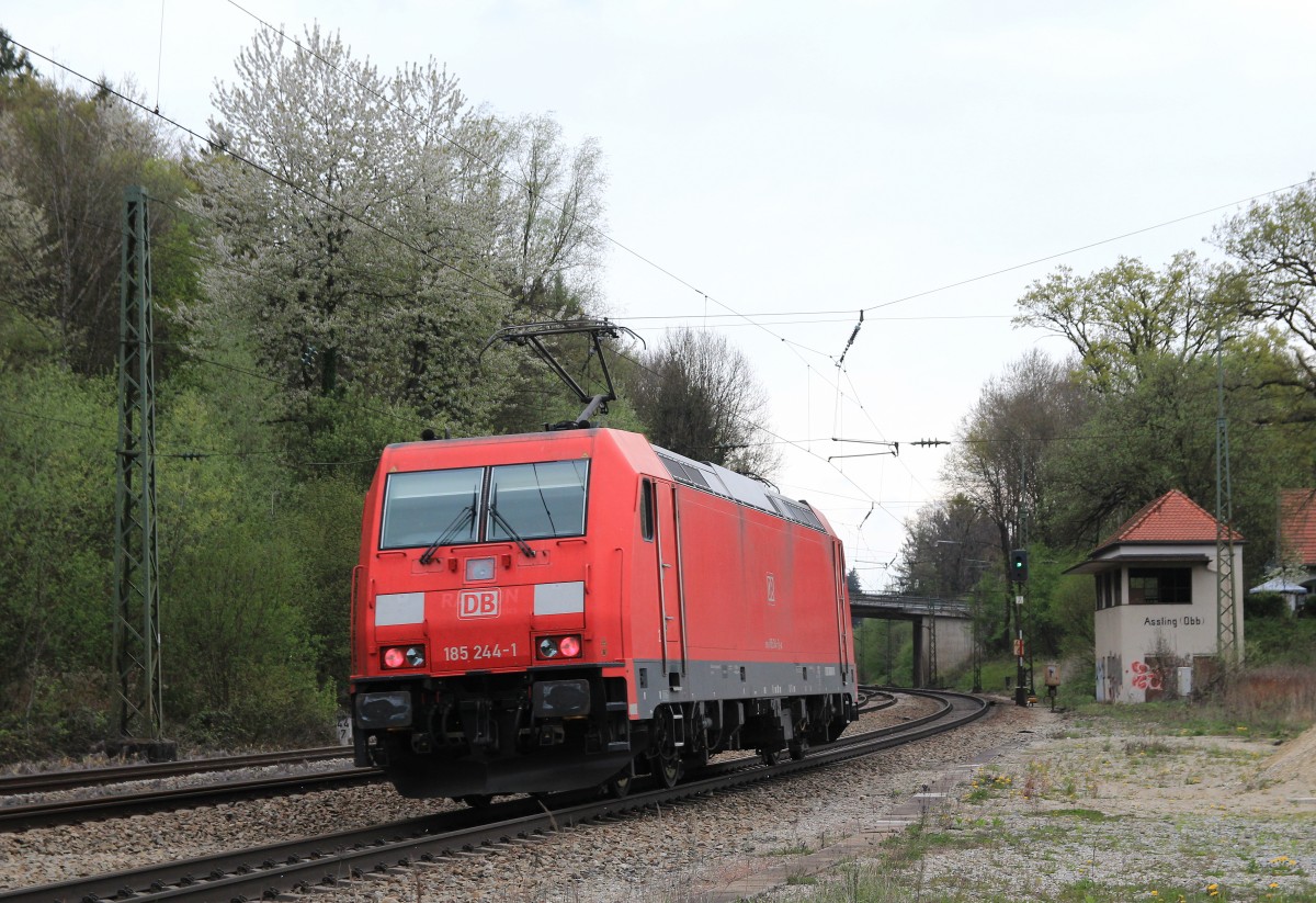 185 244-1 alleine in Richtung Mnchen unterwegs am 14. April 2014 in Assling.