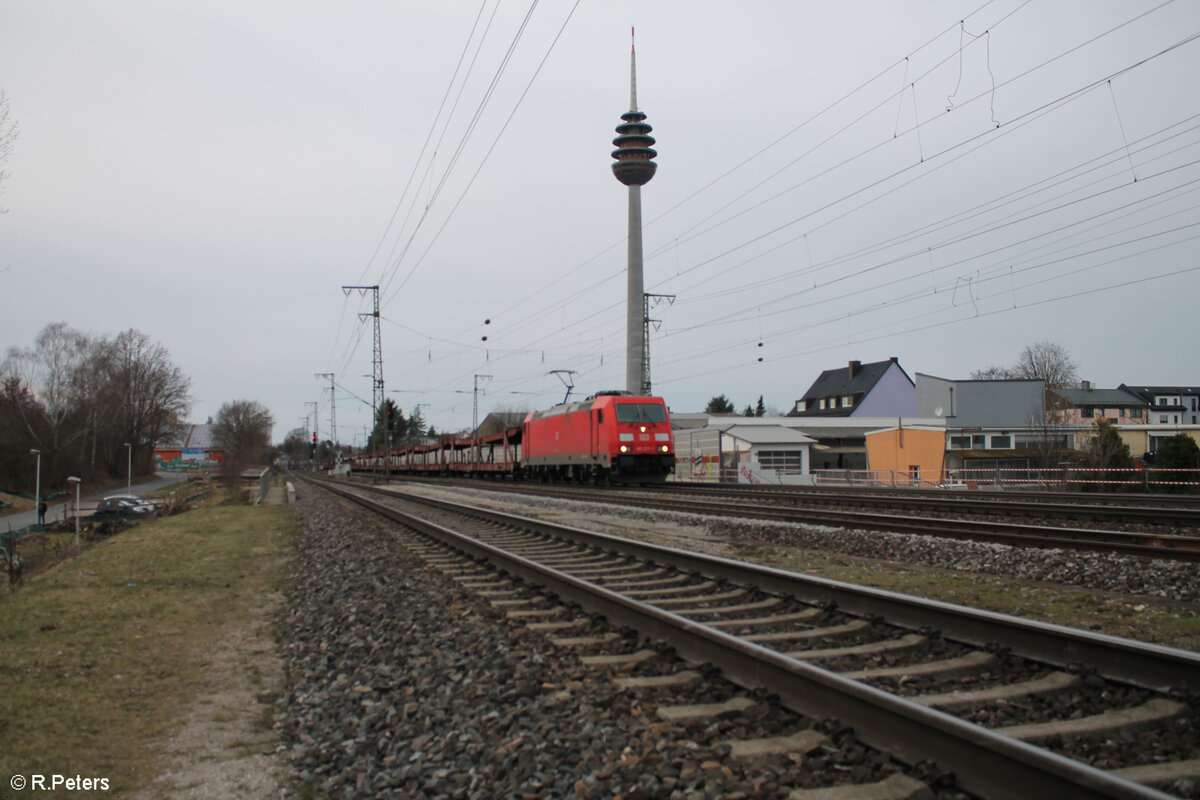 185 277-1 mit leeren Autotransportzug nach Passau in Nürnberg Hohe Marter. 18.02.24