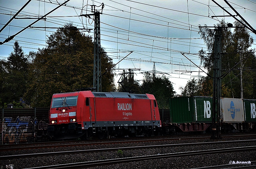 185 304-3 zog einen containerzug durch hh-harburg,datum 24.10.14