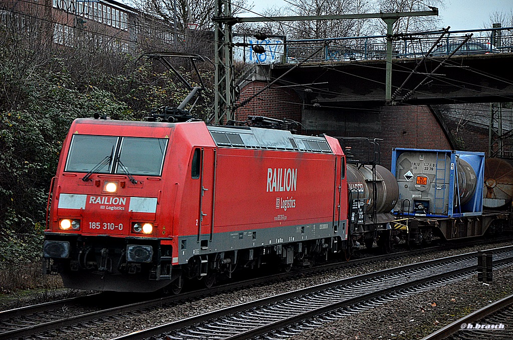 185 310-0 zog einen güterzug durch hh-harburg,30.12.14