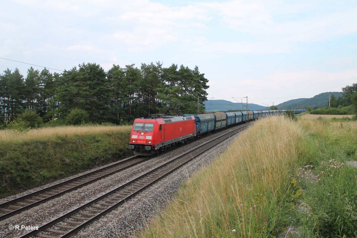 185 392-8 mit Polen Kohle bei Darshofen. 25.07.14