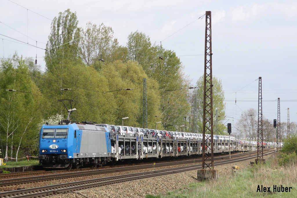 185 524 mit G�terzug kommend aus Heiterblick ri Mockau im Bf Leipzig-Thekla