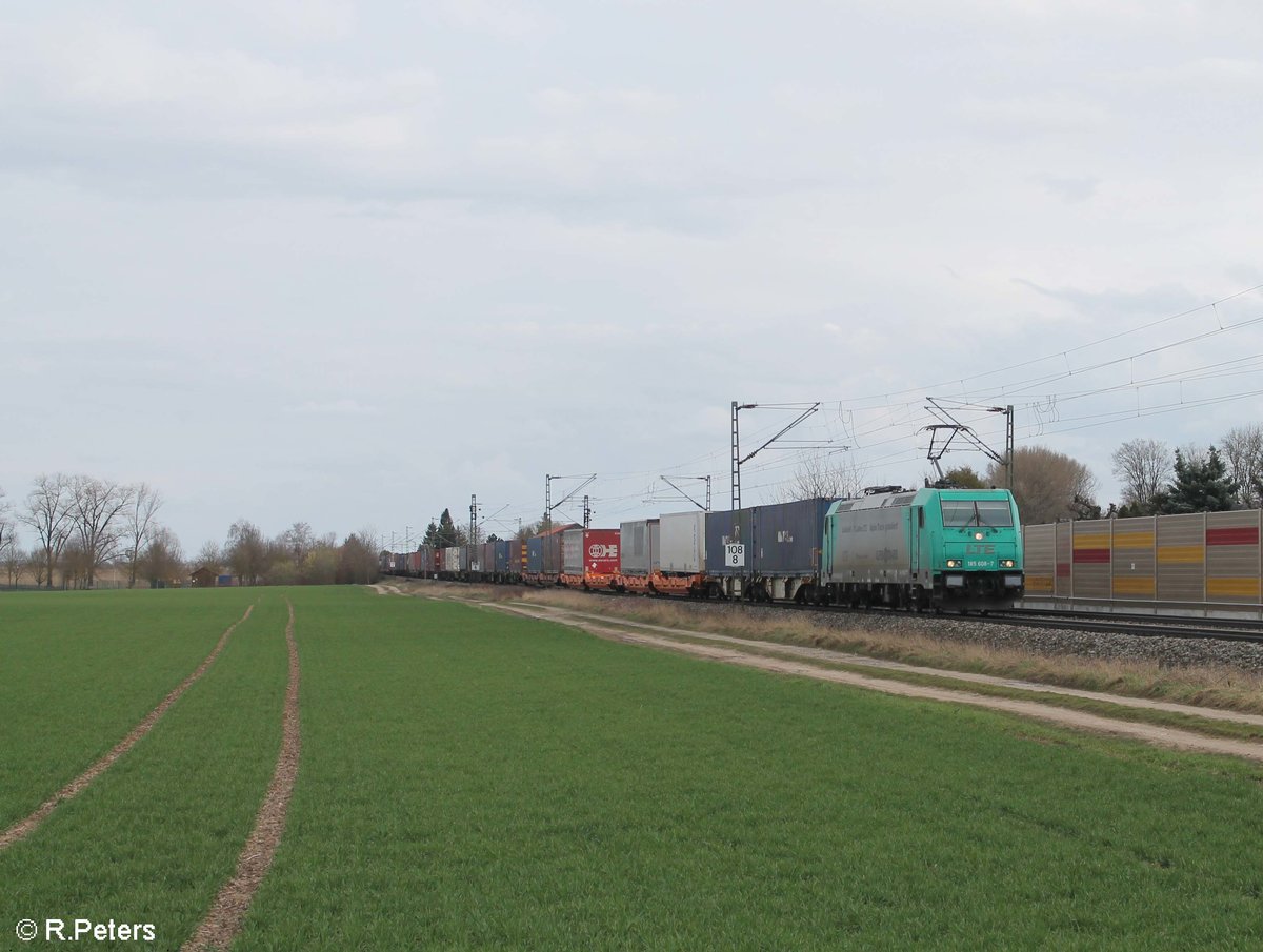 185 608-7 zieht den KT 56583 Passau - Darmstadt bei Obertraublingen. 14.03.20