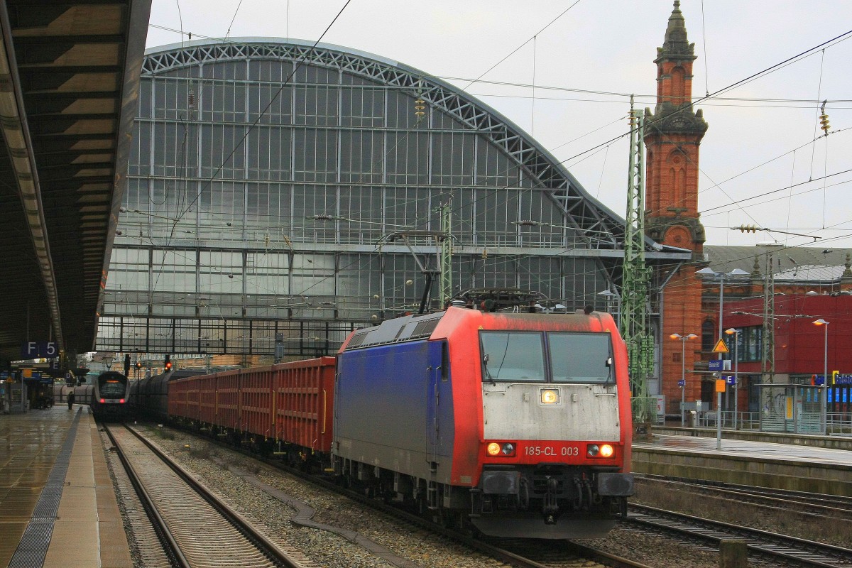 185-CL-003 mit Kohlezug am 30.12.2014 in Bremen Hbf auf dem Weg nach Norden