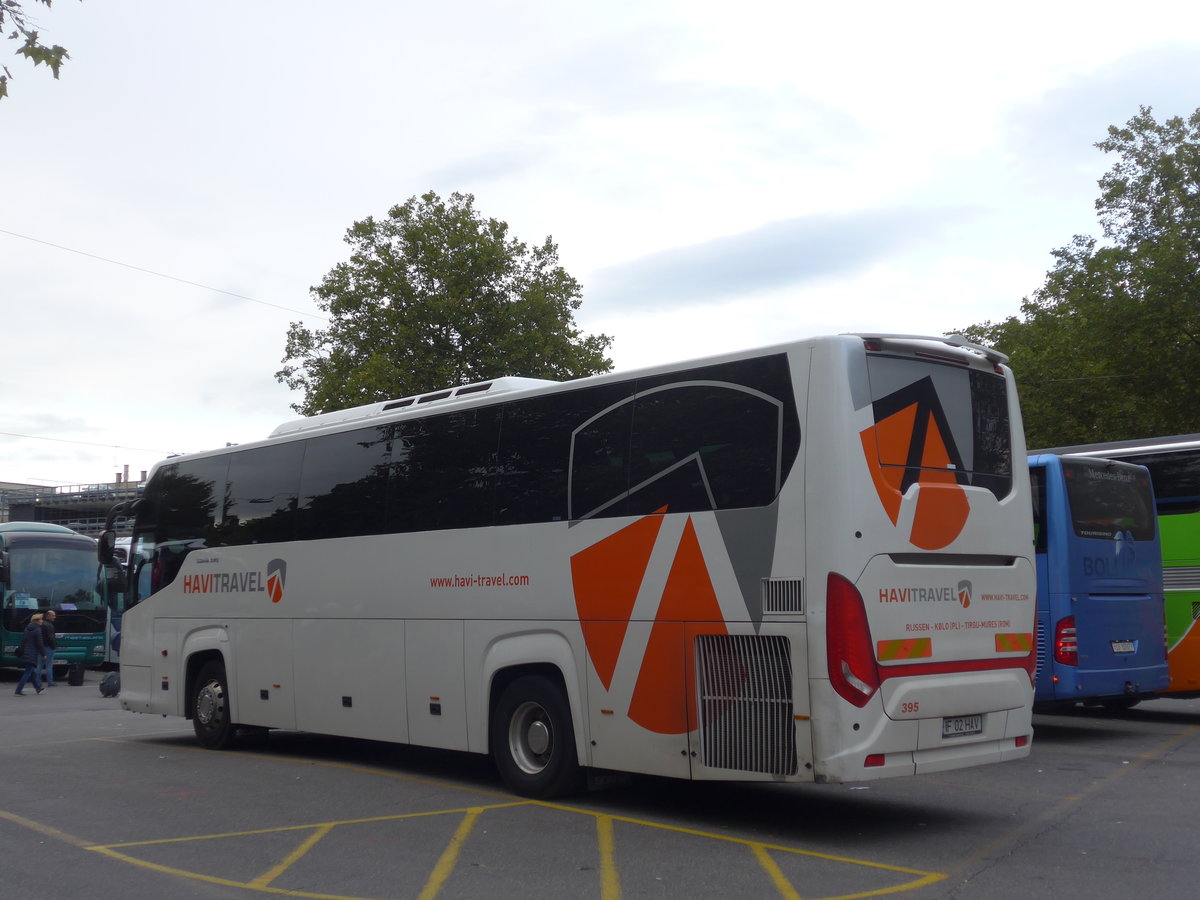 (185'071) - Aus Rumnien: Havi Travel, Tirgu Mures - Nr. 395/IF 02 HAV - Scania/Higer am 16. September 2017 in Zrich, Sihlquai