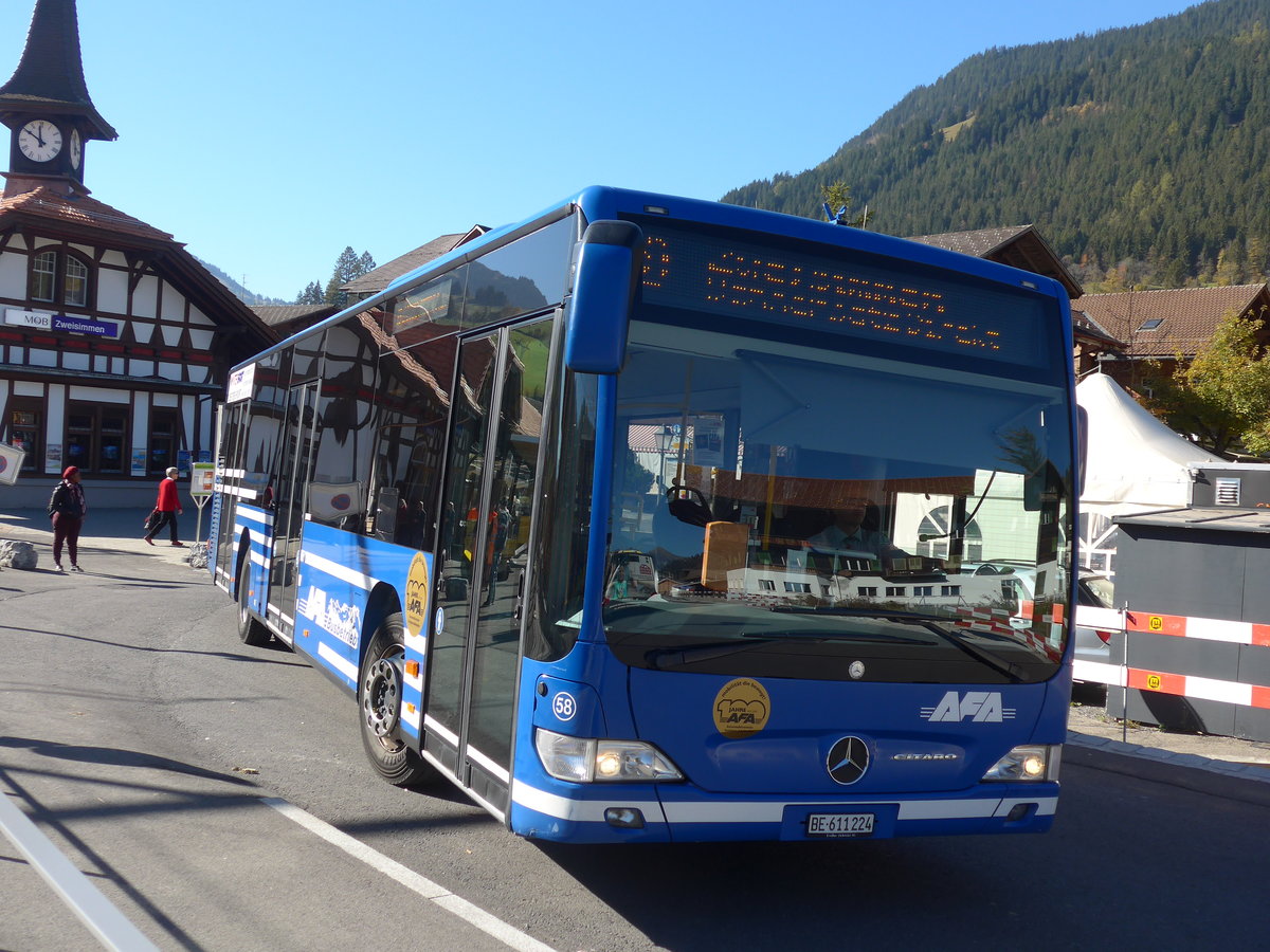 (185'886) - AFA Adelboden - Nr. 58/BE 611'224 - Mercedes am 16. Oktober 2017 beim Bahnhof Zweisimmen