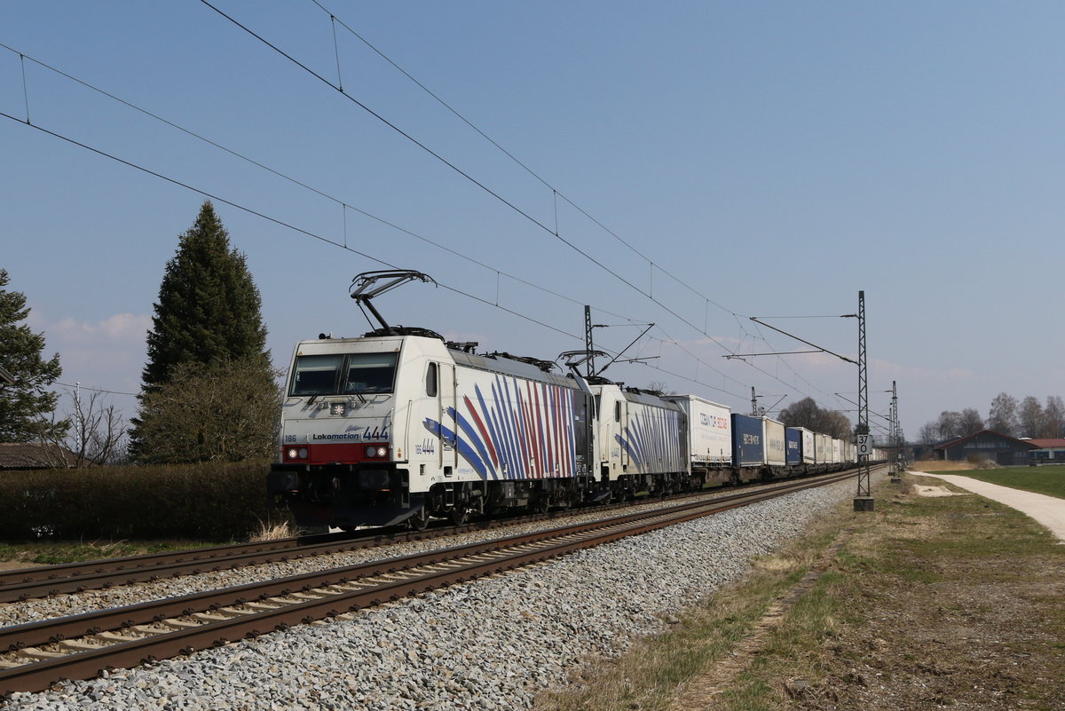 186 444 & 186 440 mit dem  Ekol  am 3. April 2020 bei bersee.