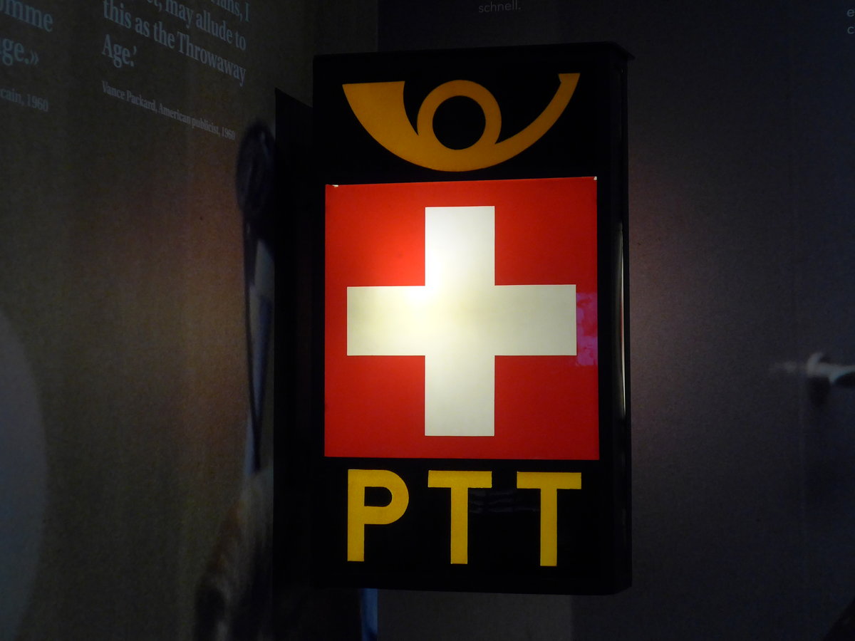 (186'549) - Altes Post-Schild am 19. November 2017 in Bern, Museum f�r Kommunikation