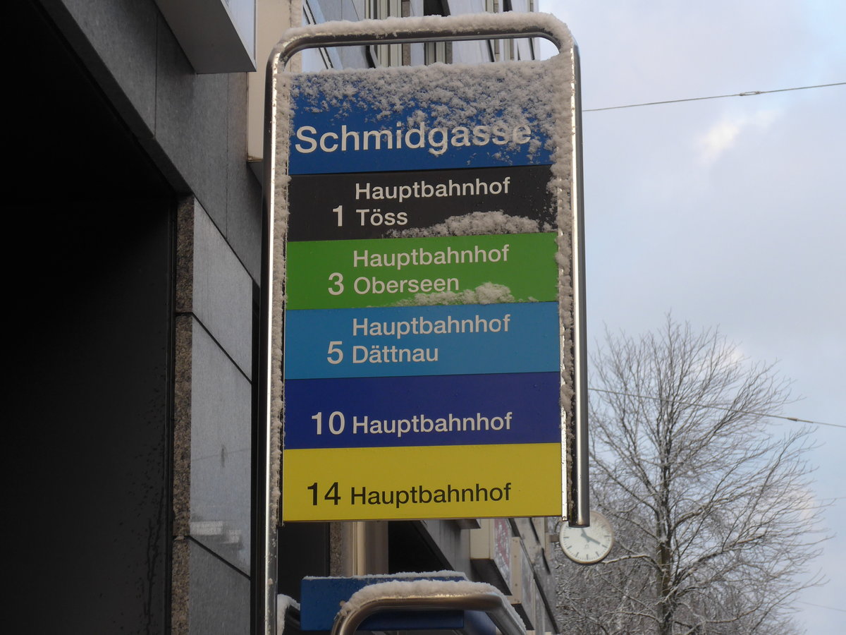 (186'914) - SW-Haltestelle - Winterthur, Schmidgasse - am 9. Dezember 2017
