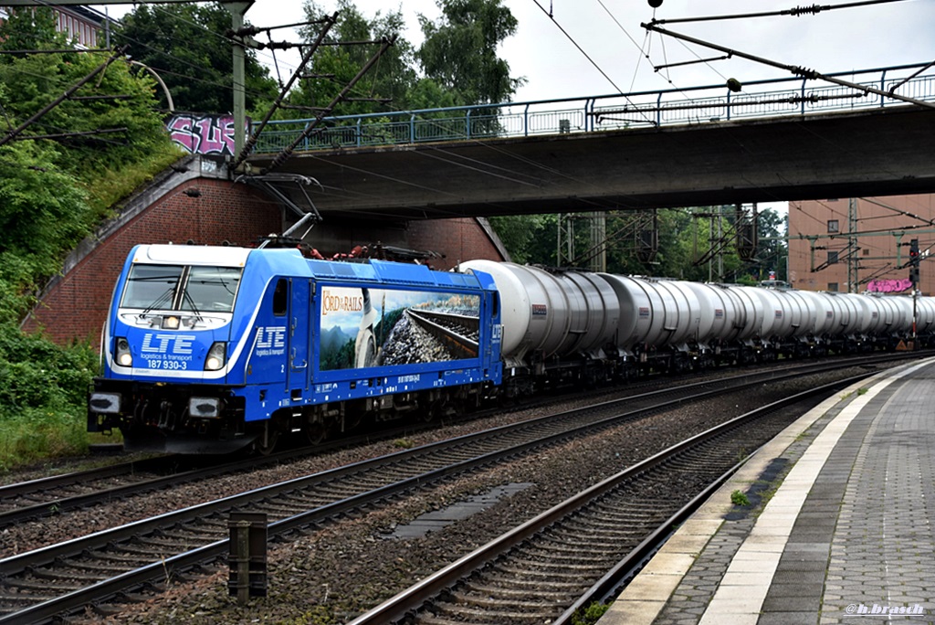 187 930-3 zog einen tankzug durch hh-harburg,20.07.17