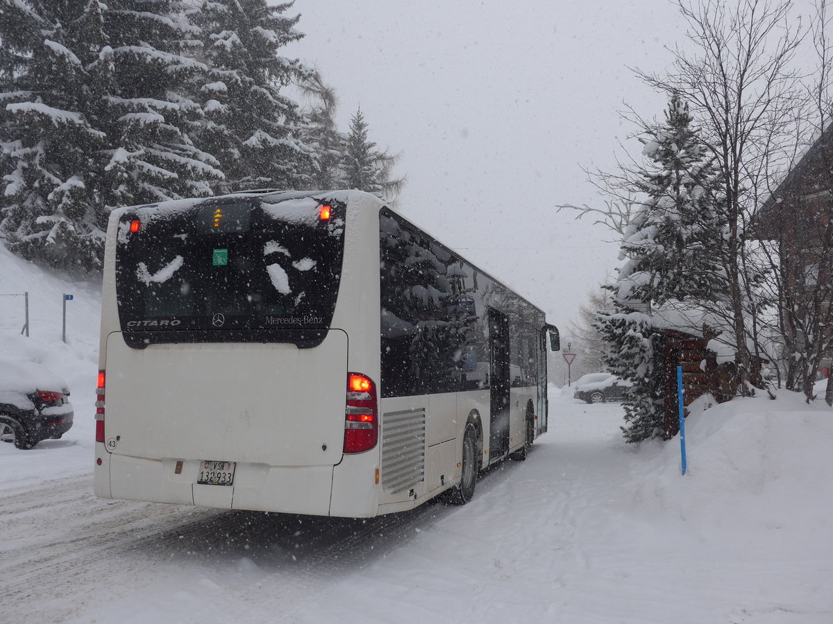 (188'062) - Interbus, Yverdon - Nr. 43/VS 132'933 - Mercedes (ex Regionalverkehr Kurhessen, D-Kassel) am 20. Januar 2018 in Les Collons, Office Tourisme (Einsatz Theytaz)