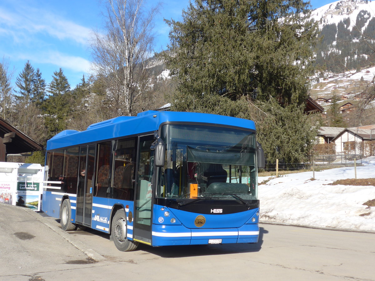 (188'085) - AFA Adelboden - Nr. 57/BE 272'798 - Scania/Hess am 28. Januar 2018 beim Bahnhof Lenk