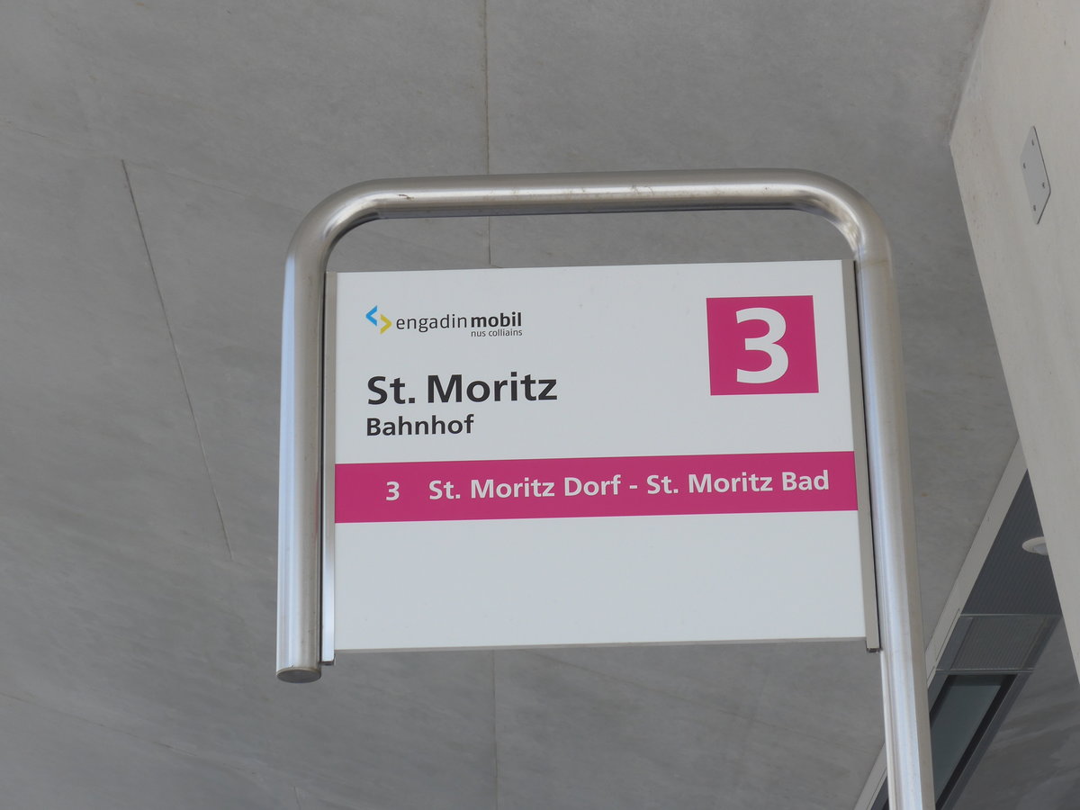 (188'115) - engadin mobil-Haltestelle - St. Moritz, Bahnhof - am 3. Februar 2018