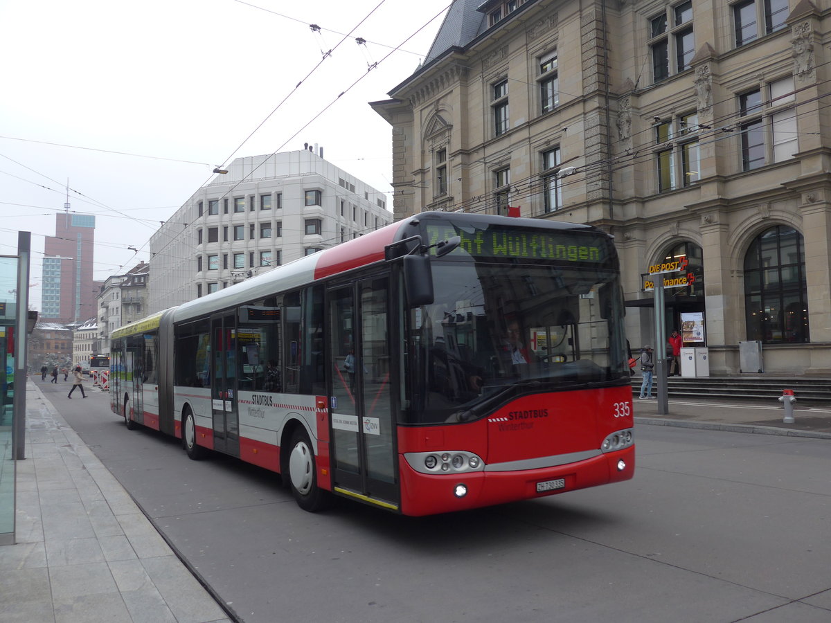 (188'324) - SW Winterthur - Nr. 335/ZH 730'335 - Solaris am 8. Februar 2018 beim Hauptbahnhof Winterthur