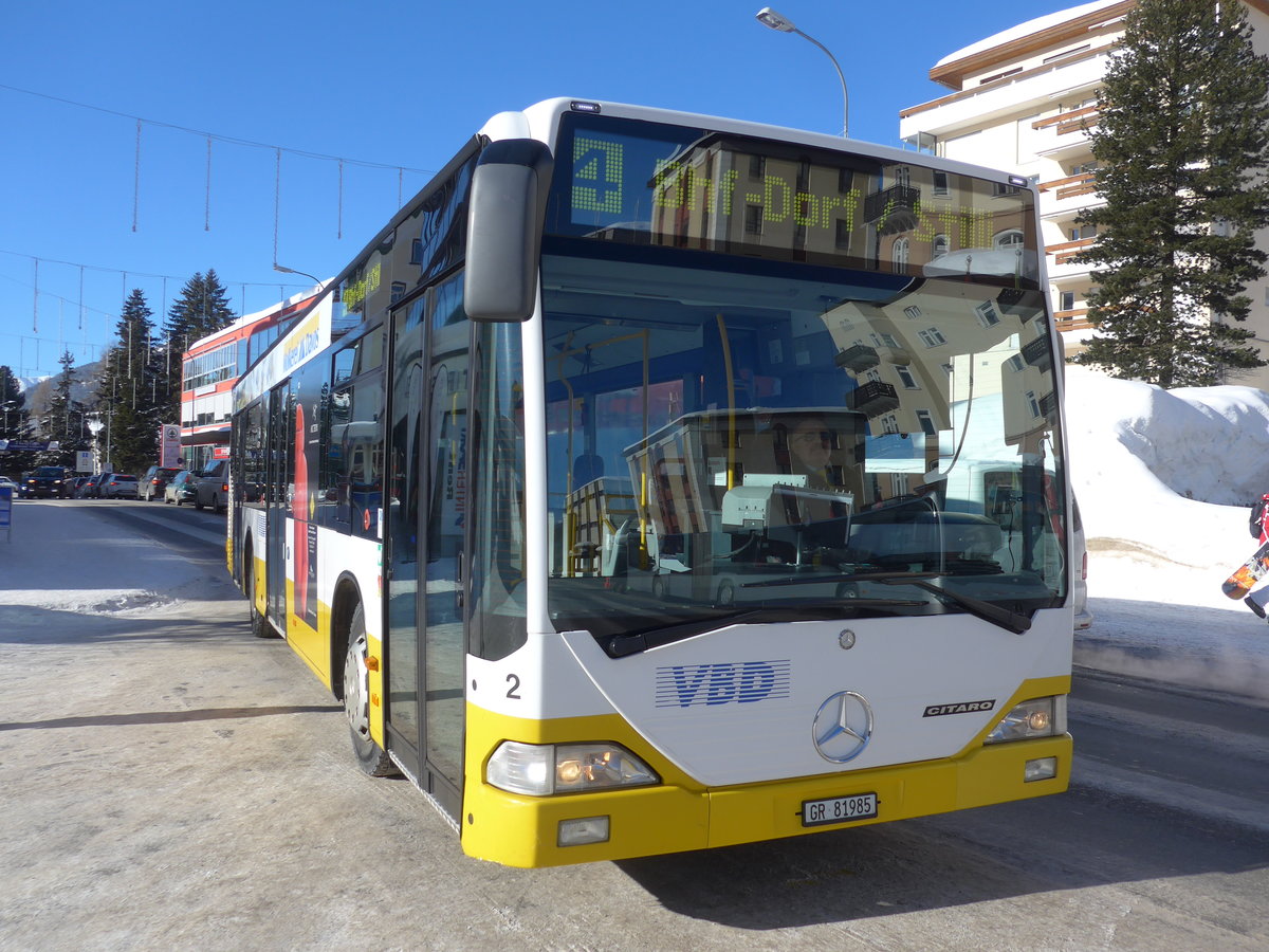 (188'500) - VBD Davos - Nr. 2/GR 81'985 - Mercedes am 13. Februar 2018 beim Bahnhof Davos Dorf