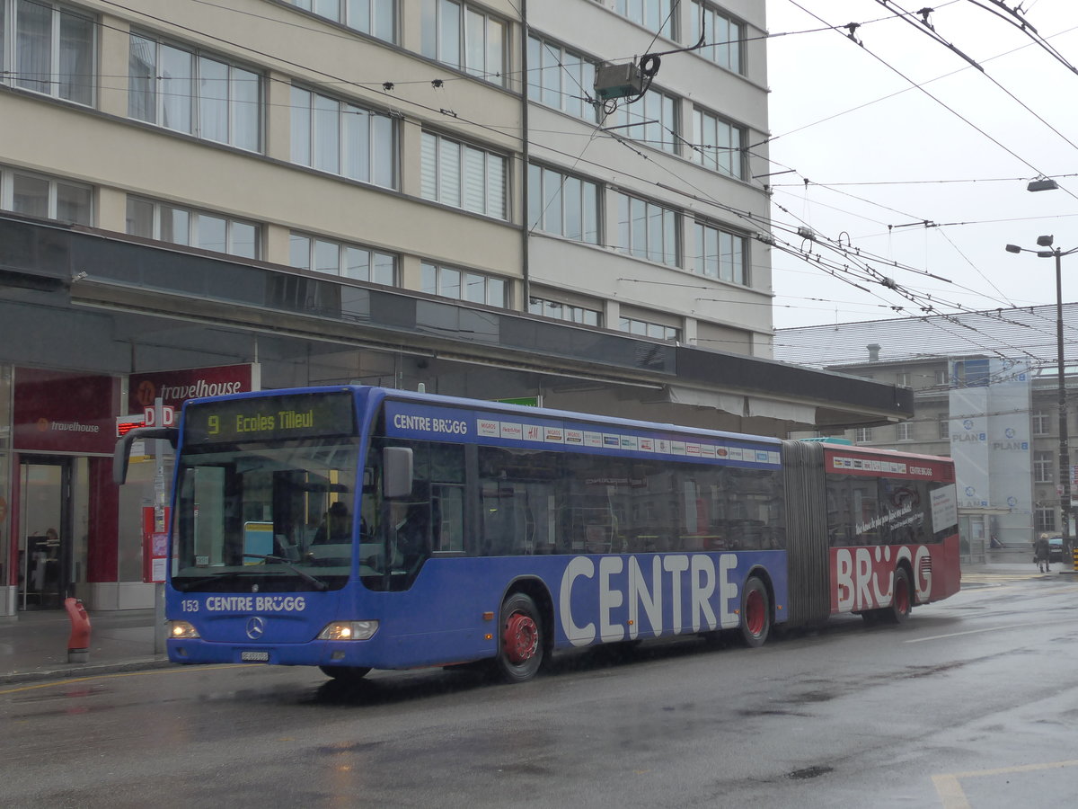 (188'676) - VB Biel - Nr. 153/BE 653'153 - Mercedes am 15. Februar 2018 beim Bahnhof Biel