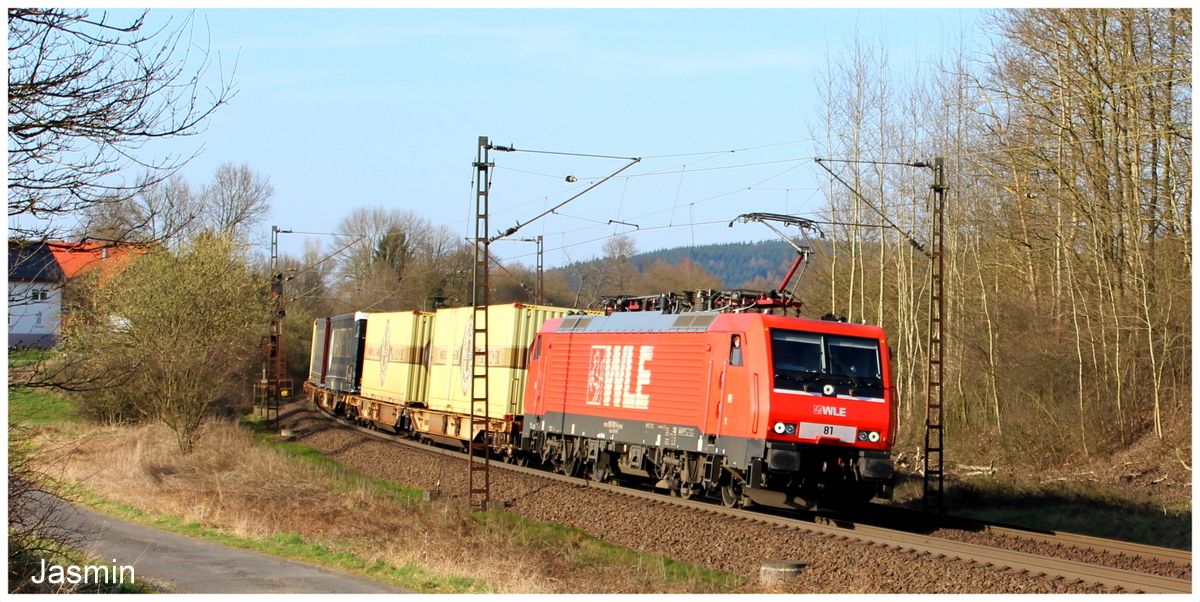 189 801 mit Warsteiner Bierzug am 10.04.15 bei Bernhards