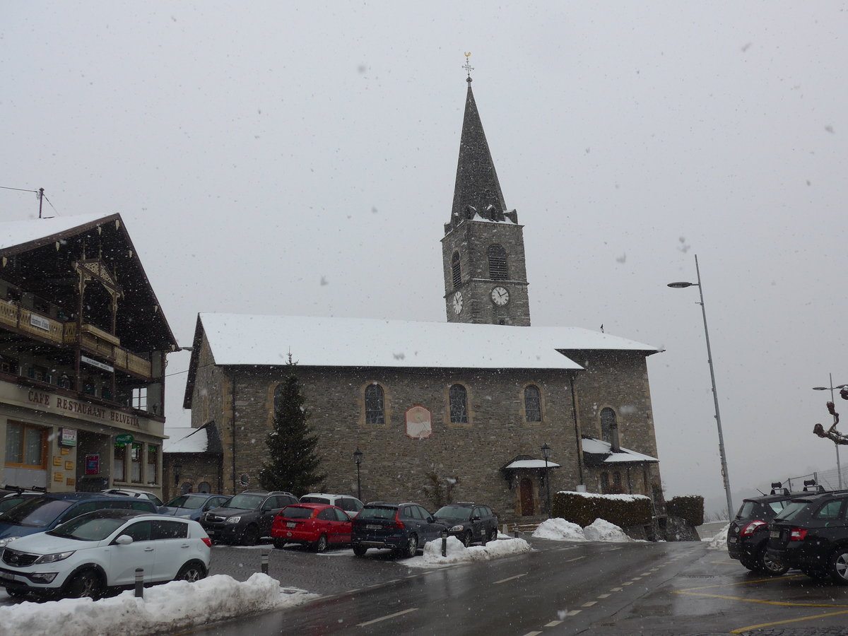 (189'007) - Die Kirche in Troistorrents am 3. M�rz 2018