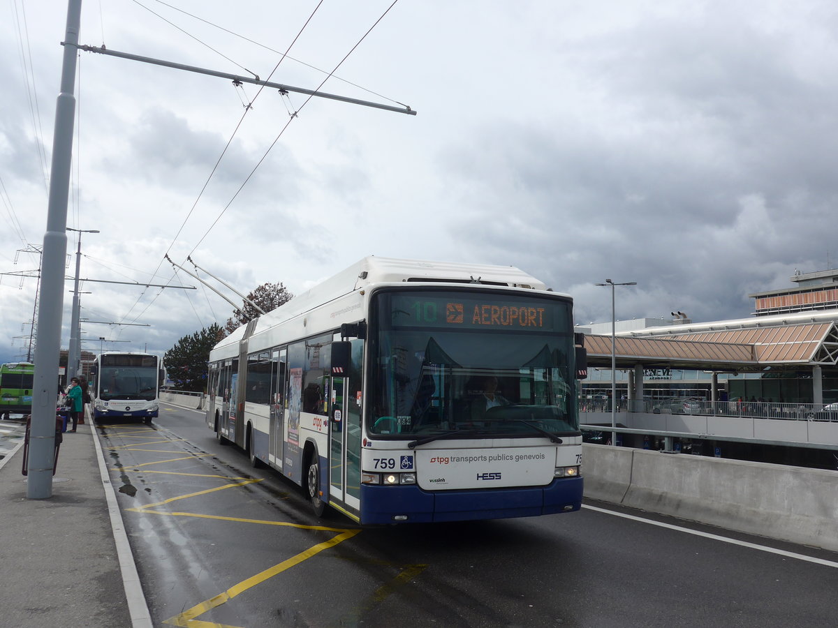 (189'275) - TPG Genve - Nr. 759 - Hess/Hess Gelenktrolleybus am 12. Mrz 2018 in Genve, Aroport