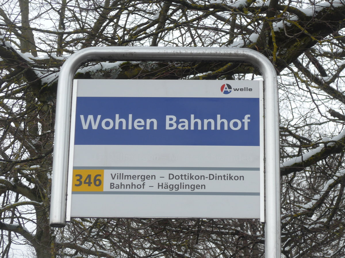 (189'494) - A-welle-Haltestelle - Wohlen, Bahnhof - am 19. M�rz 2018
