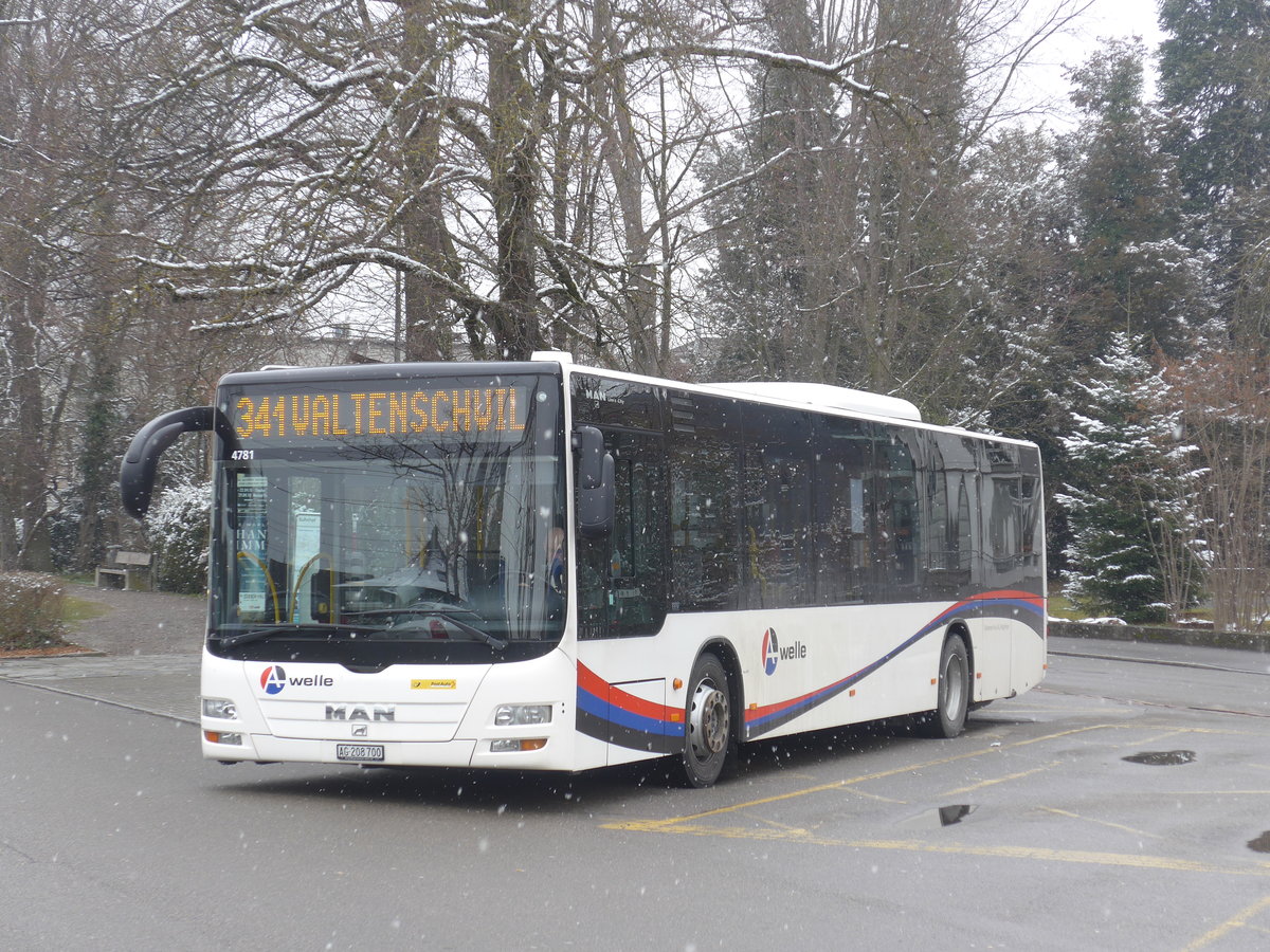 (189'510) - Geissmann, Hgglingen - AG 208'700 - MAN am 19. Mrz 2018 beim Bahnhof Wohlen