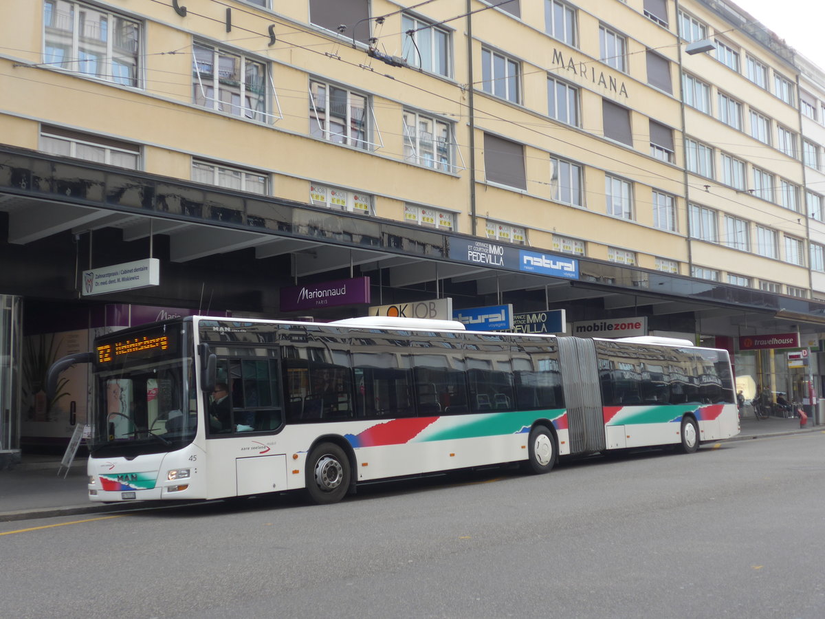 (189'619) - ASm Langenthal - Nr. 45/BE 703'518 - MAN am 26. Mrz 2018 beim Bahnhof Biel