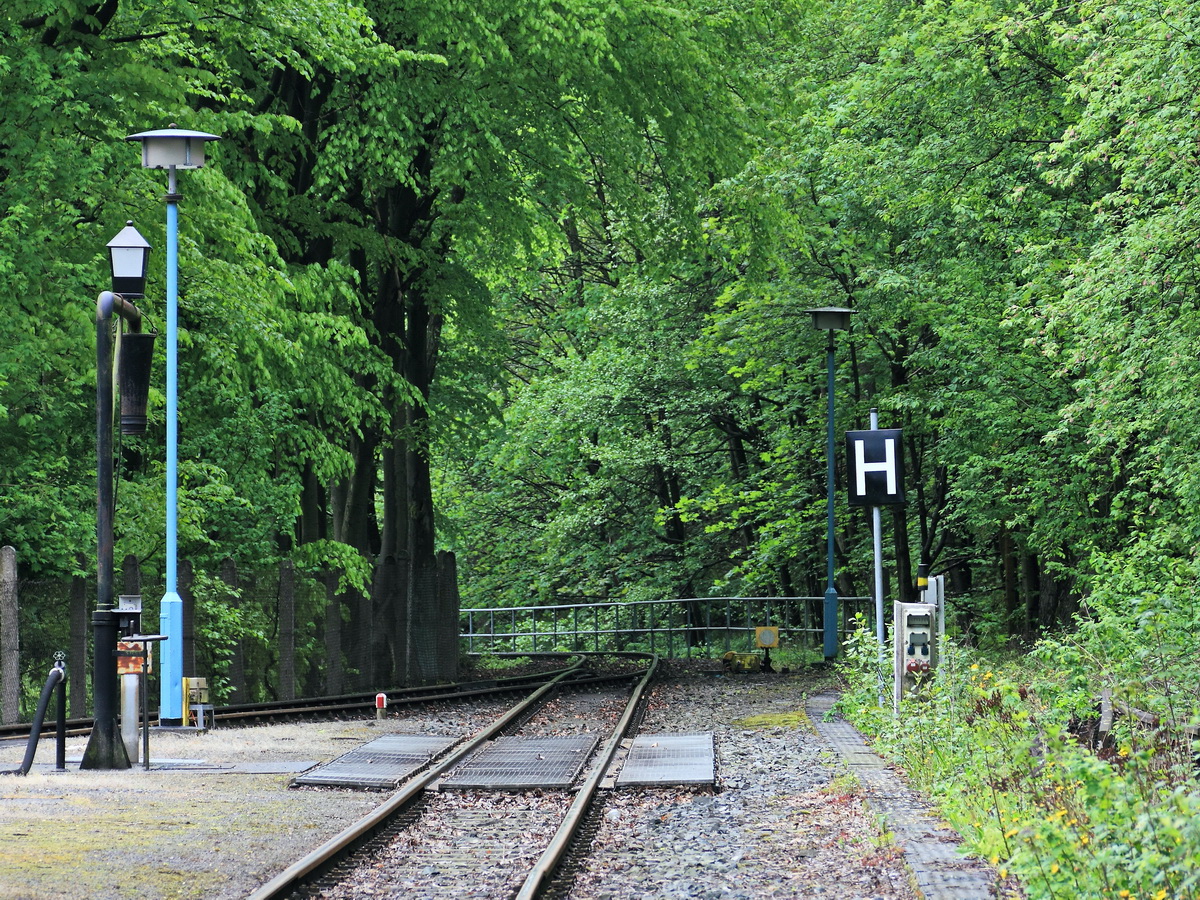 19. Mai 2017, Wasserkran im Bahnhof Alexisbad.