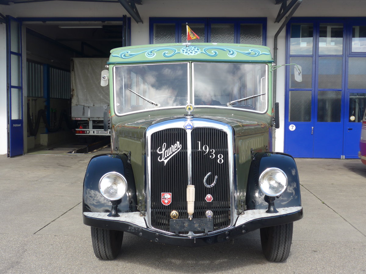 (190'044) - Lorenz, Lyssach - Saurer/Saurer (ex Geiger, Adelboden Nr. 8; ex P 1997) am 7. April 2018 in Lyssach, Garage