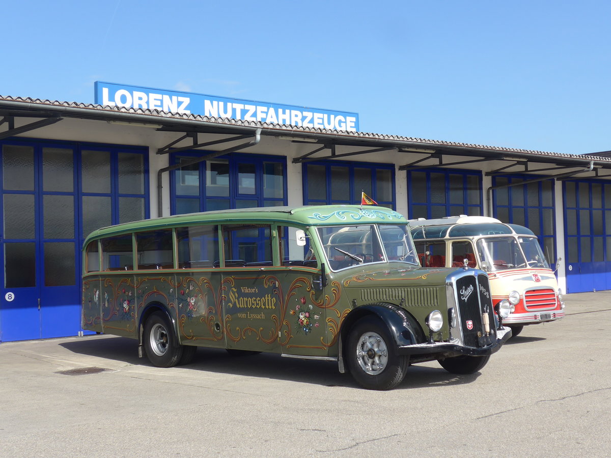 (190'049) - Lorenz, Lyssach - Saurer/Saurer (ex Geiger, Adelboden Nr. 8; ex P 1997) am 7. April 2018 in Lyssach, Garage