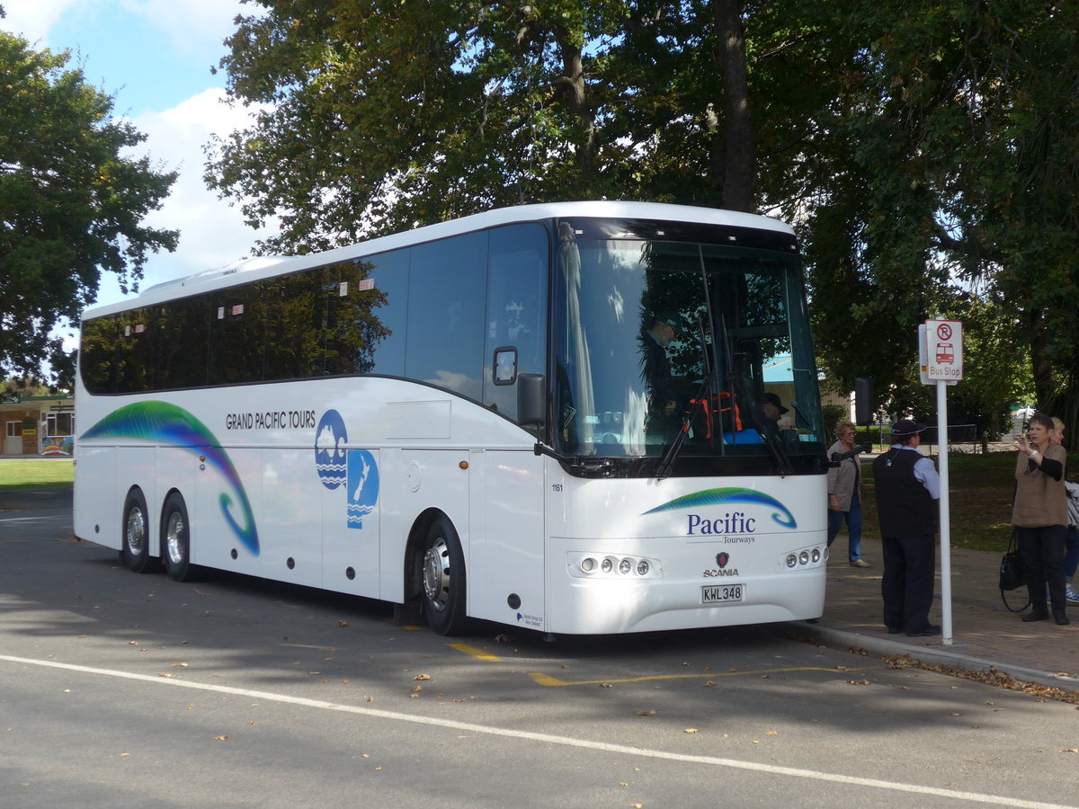 (190'838) - Pacific Tourways, Auckland - Nr. 1161/KWL348 - Scania/KiwiBus am 22. April 2018 in Matamata