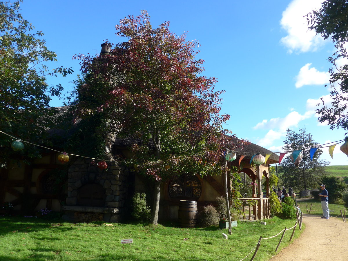 (190'980) - Baum mit Restaurant im Hobbiton am 22. April 2018 bei Hinuera