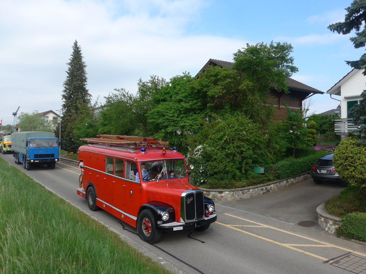 (192'512) - Feuerwehr Stadt Z�rich - SG 500'001 - Saurer am 5. Mai 2018 in Attikon, Bahnstrasse