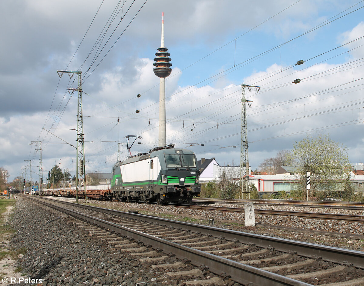 193 221-9 mit einem LKW Walter Zug in Nürnberg Hohe Marter. 25.03.24