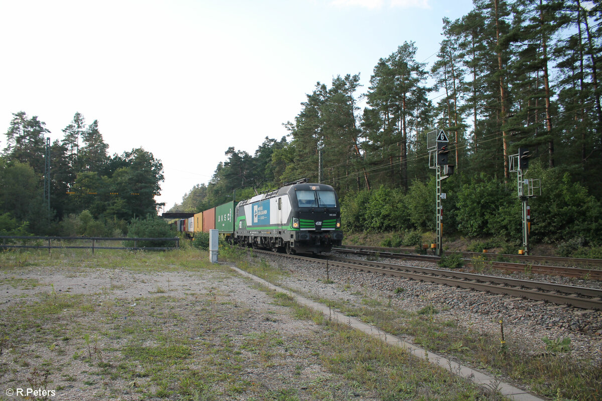 193 224 mit einem Containerzug in Richtung Passau in Ochenbruck. 10.09.23