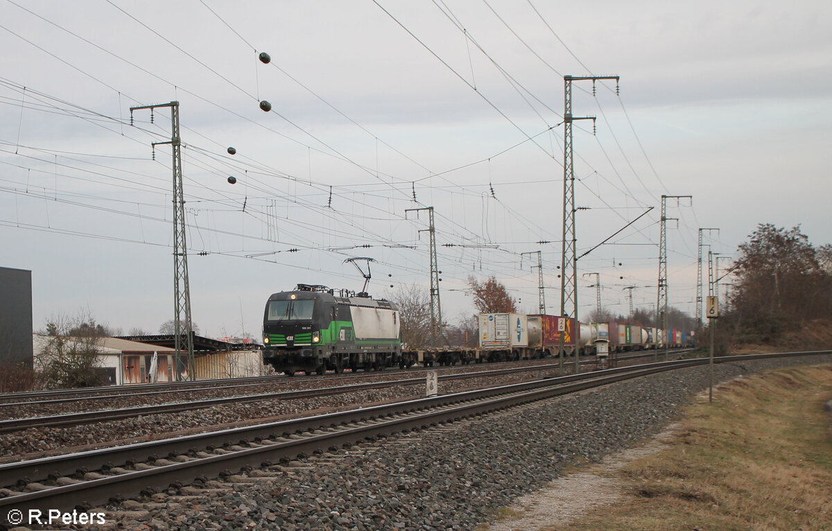 193 241 mit ein Wechselcontainerzug in Nürnberg Hohe Marter. 30.01.24