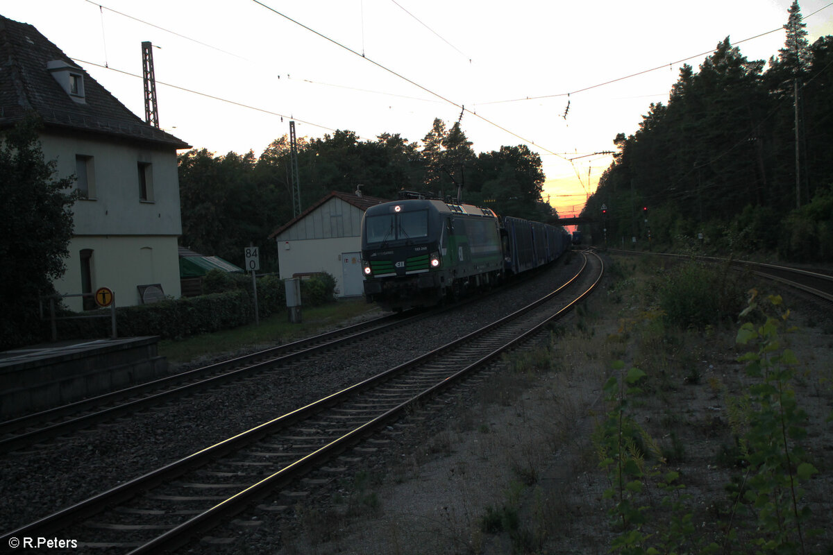 193 249-0 mit einem leeren Touax Autotransportzug in Ochenbruck. 15.09.23