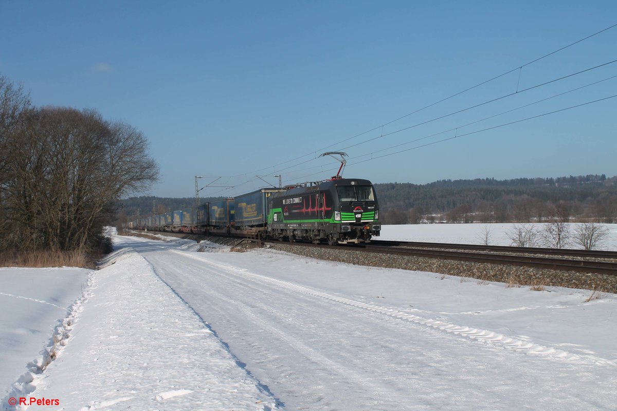 193 277 zieht einen LKW-Walter bei Pölling. 26.01.17