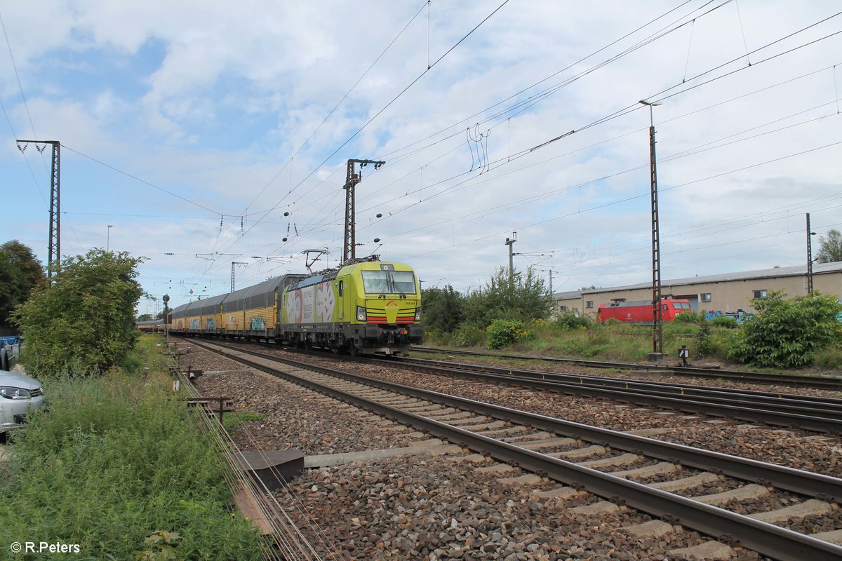 193 550 erreicht Regensburg Ost mit einem ARS Autotransportzug. 19.08.17