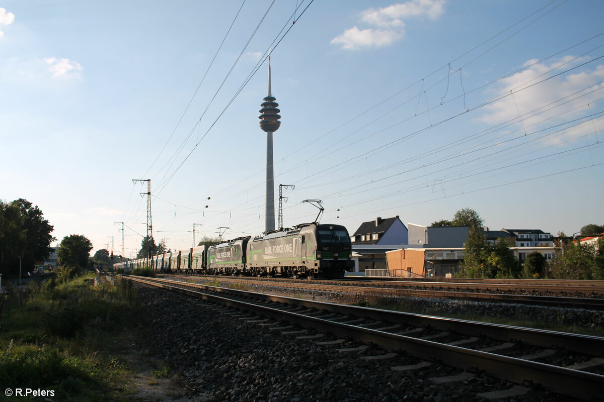 193 734 + 193 742 mit dem Rocktainerzug bei Nürnberg Hohe Marta. 26.09.23