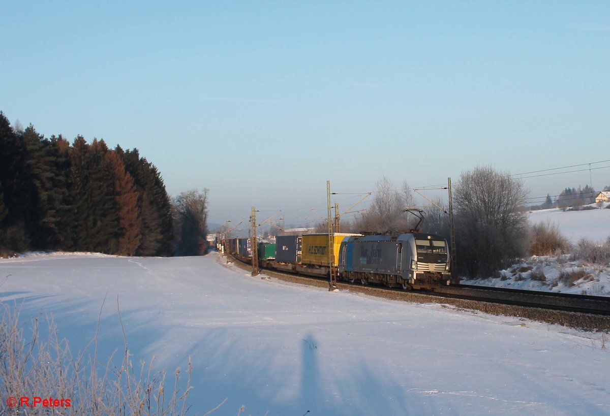 193 810-9 zieht ein Autozug bei Sinsgrün in Richtung Regensburg. 19.01.17