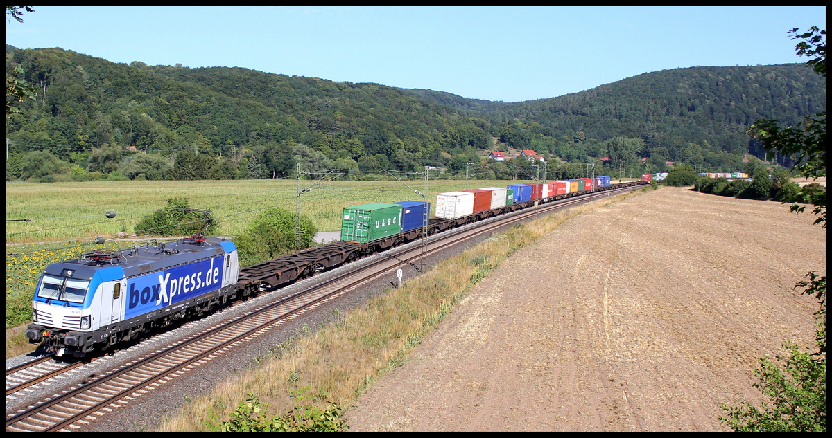 193 842 mit Containerzug am 05.08.15 bei Harrbach