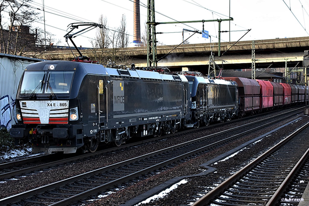 193 956 und 193 616 zogen einen ganzzug durch hh-harburg,09.01.16