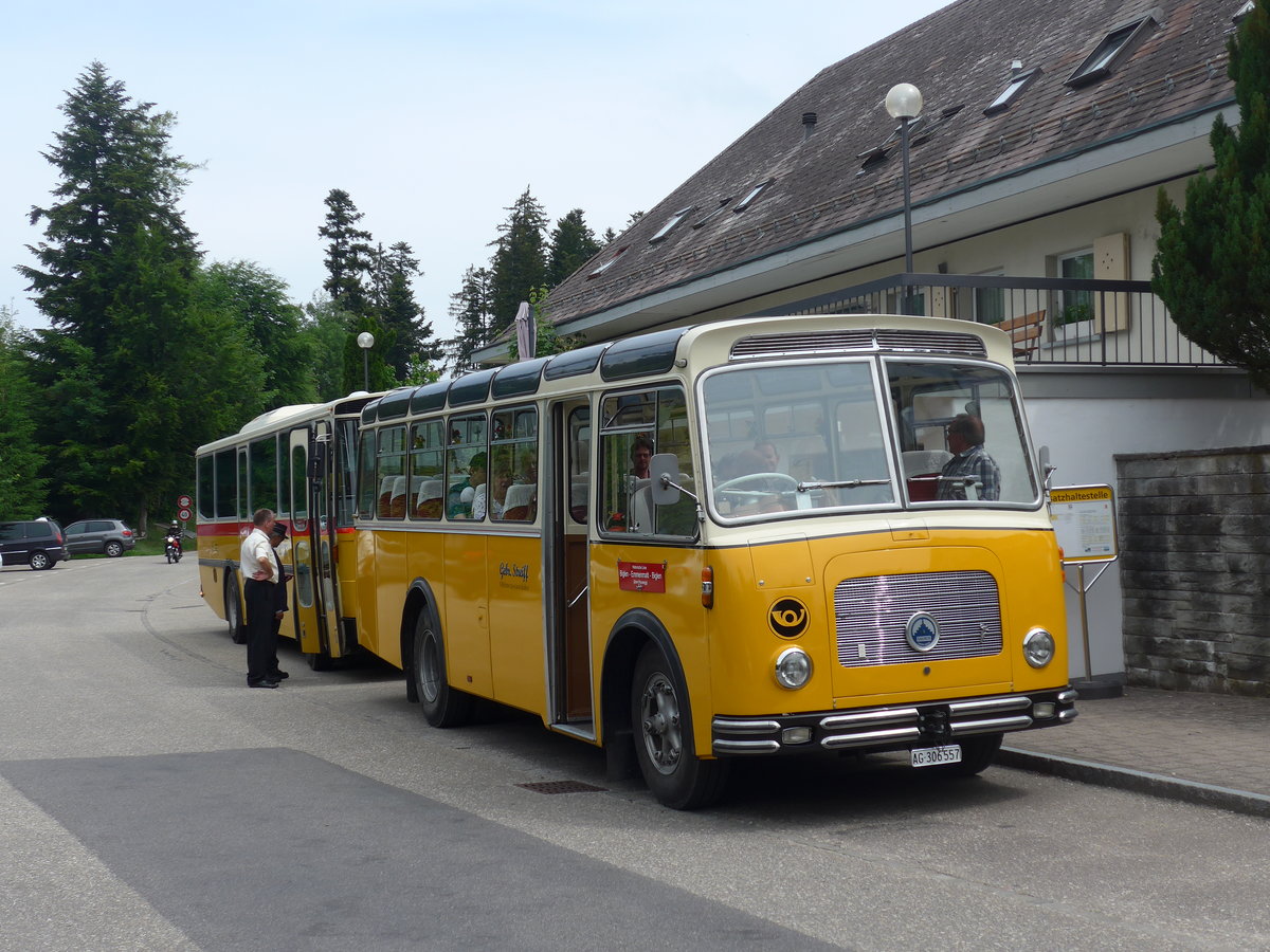 (193'683) - Streiff, Gelterkinden - AG 306'557 - Saurer/Gangloff (ex Oldie-Tours Zrisee, Wollerau; ex OTAG, Wald; ex Leibundgut, Obergoldbach; ex Krebs, Belpberg) am 3. Juni 2018 in Emmenmatt, Moosegg