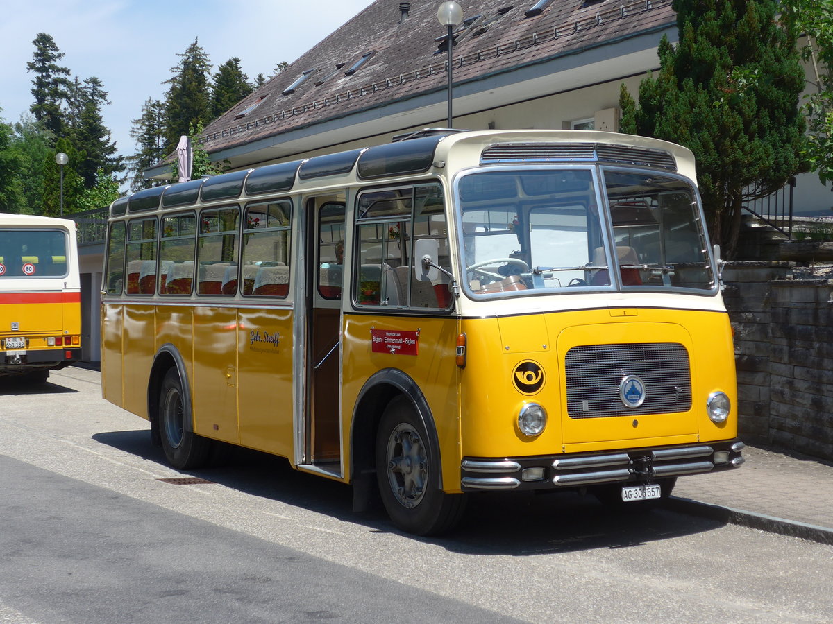 (193'708) - Streiff, Gelterkinden - AG 306'557 - Saurer/Gangloff (ex Oldie-Tours Zrisee, Wollerau; ex OTAG, Wald; ex Leibundgut, Obergoldbach; ex Krebs, Belpberg) am 3. Juni 2018 in Emmenmatt, Moosegg