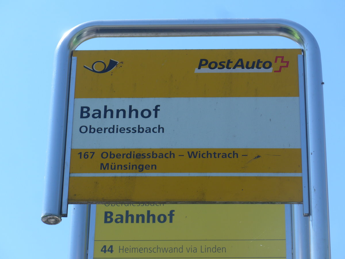 (194'492) - PostAuto-Haltestelle - Oberdiessbach, Bahnhof - am 1. Juli 2018