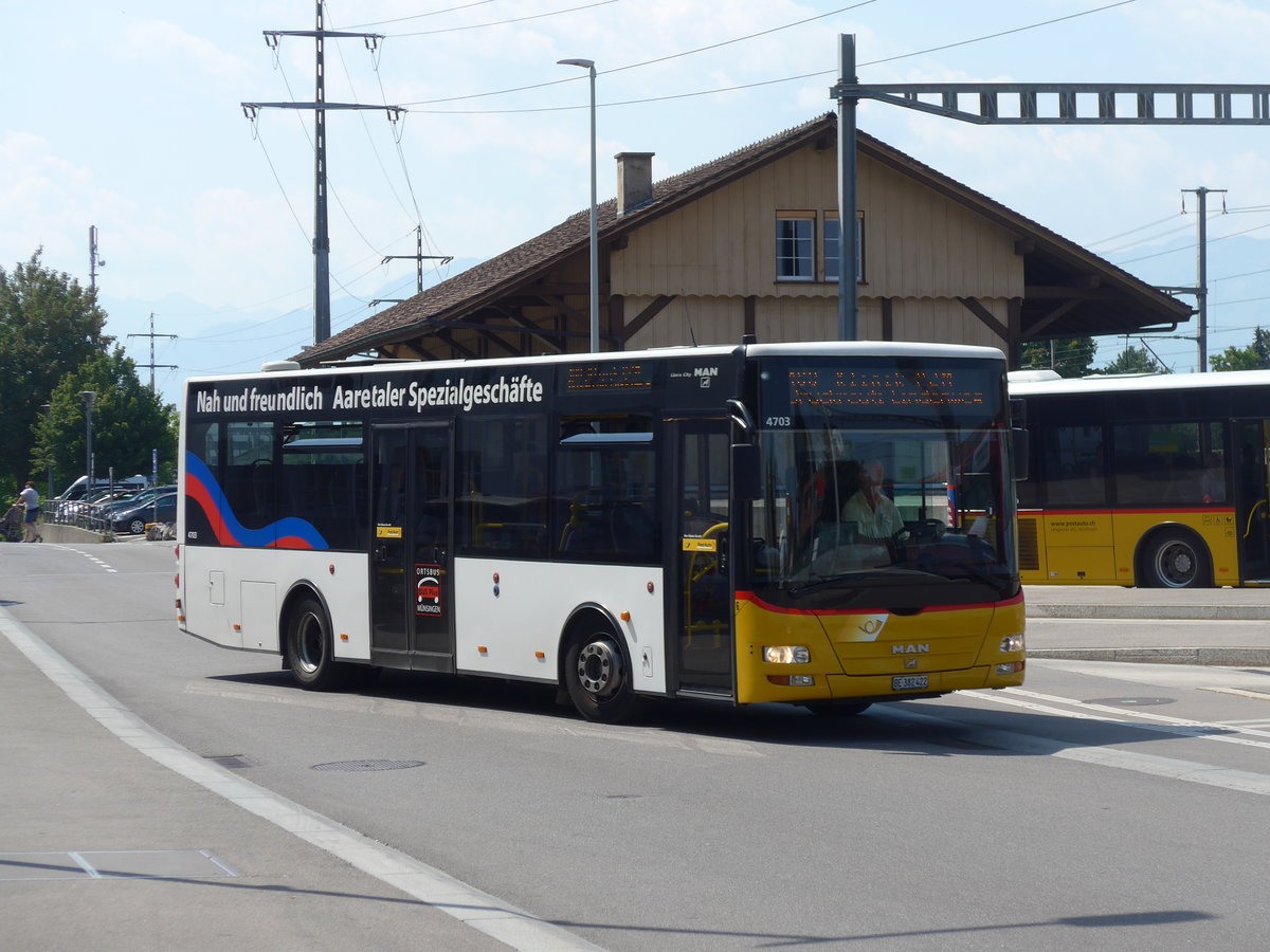 (194'504) - Lengacher, Wichtrach - Nr. 6/BE 382'422 - MAN/Gppel am 2. Juli 2018 beim Bahnhof Mnsingen