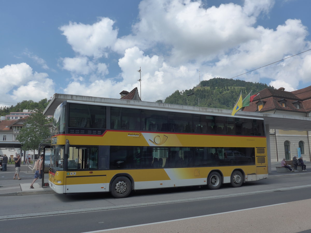 (194'575) - PostAuto Ostschweiz - SG 273'221 - Neoplan (ex AR 14'839; ex P 27'017) am 7. Juli 2018 beim Bahnhof Wattwil