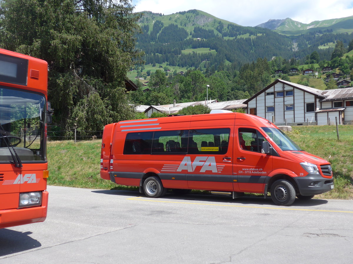 (194'692) - AFA Adelboden - Nr. 29/BE 173'525 - Mercedes am 9. Juli 2018 beim Bahnhof Lenk