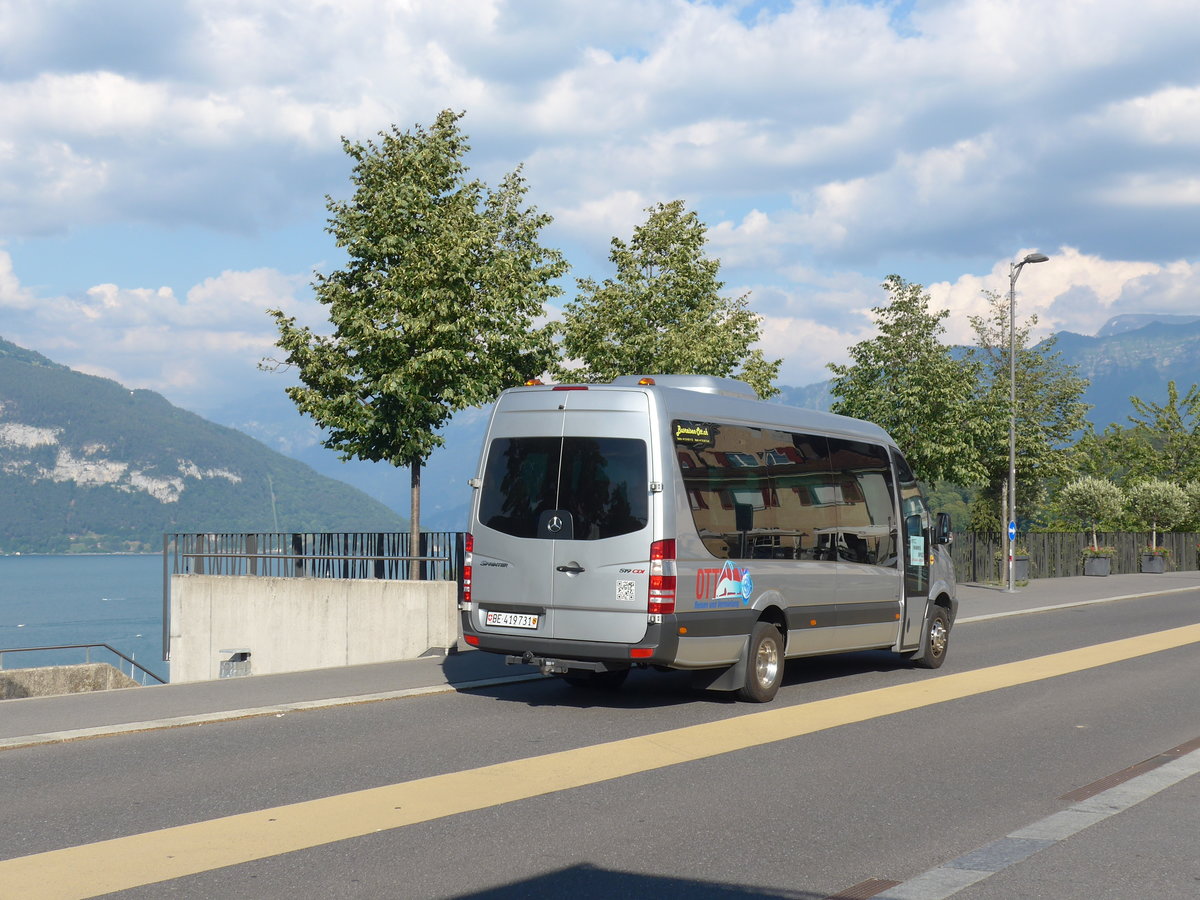 (194'755) - Ott, Steffisburg - BE 419'731 - Mercedes am 9. Juli 2018 beim Bahnhof Spiez