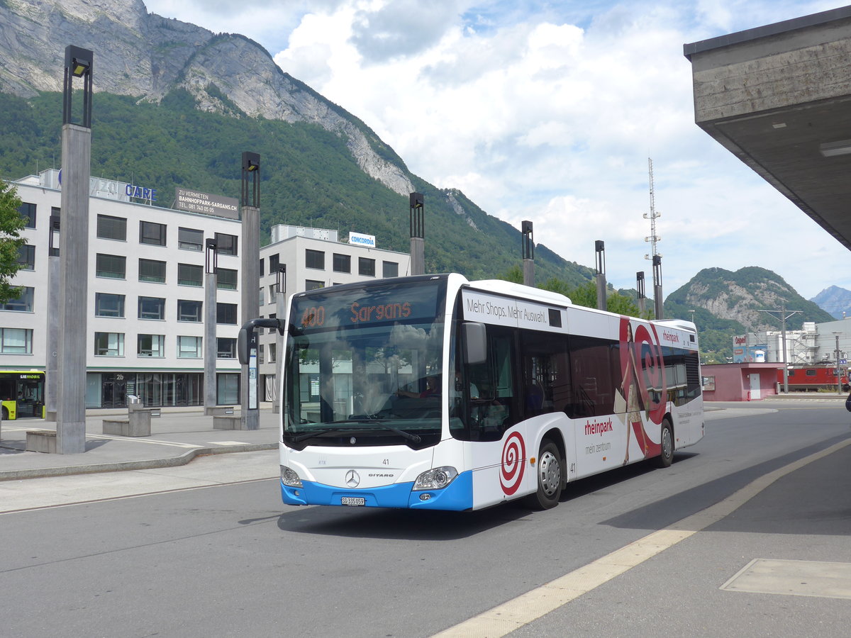 (194'849) - RTB Altsttten - Nr. 41/SG 335'059 - Mercedes am 15. Juli 2018 beim Bahnhof Sargans